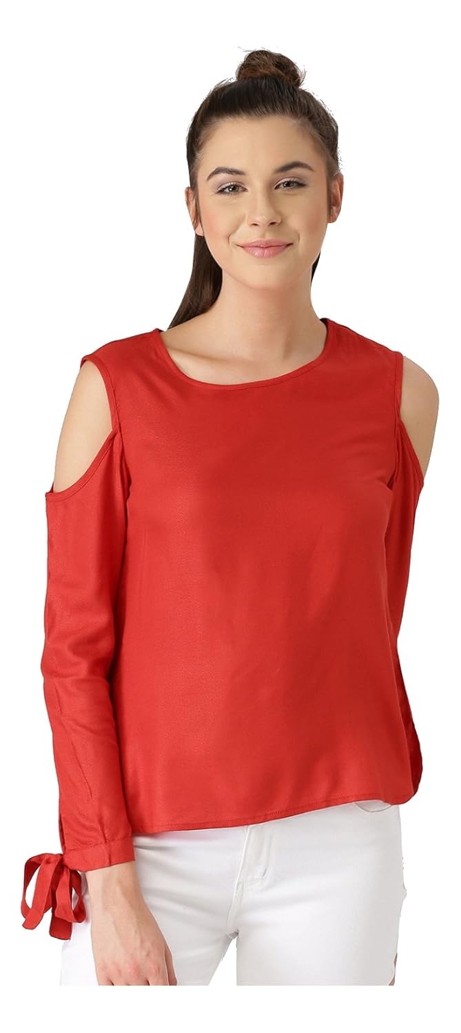 marie claire women's top (mc398a--s, red, small)