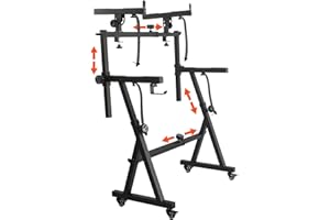 Sidasu Thicken Piano Keyboard Stand with 2nd Tier-Z Style, Heavy-Duty Portable Keyboard Double Tier Stand for 54-88 Key Electric Pianos - Fit for Synths and Electric Digital Keyboards (Black)