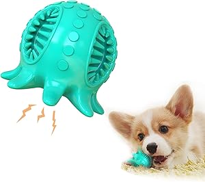 Dog Toy Ball Pet Tooth Cleaning Octopus Ball for Dogs Chew Squeaky Toys Treat Ball Food Dispensing Toys Interactive Toy Balls for Puppy Small Medium Dogs Blue