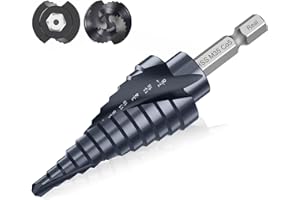 MACXCOIP Upgrade M35 Cobalt Step Drill Bit with Ultra TiAIN Coating, 3/16"-7/8" Unibit Step Bit with Double Sprial Flute, 1/4" Hex Shank Drill Bit for Metal, Stainless Steel, Aluminum, Copper, Wood