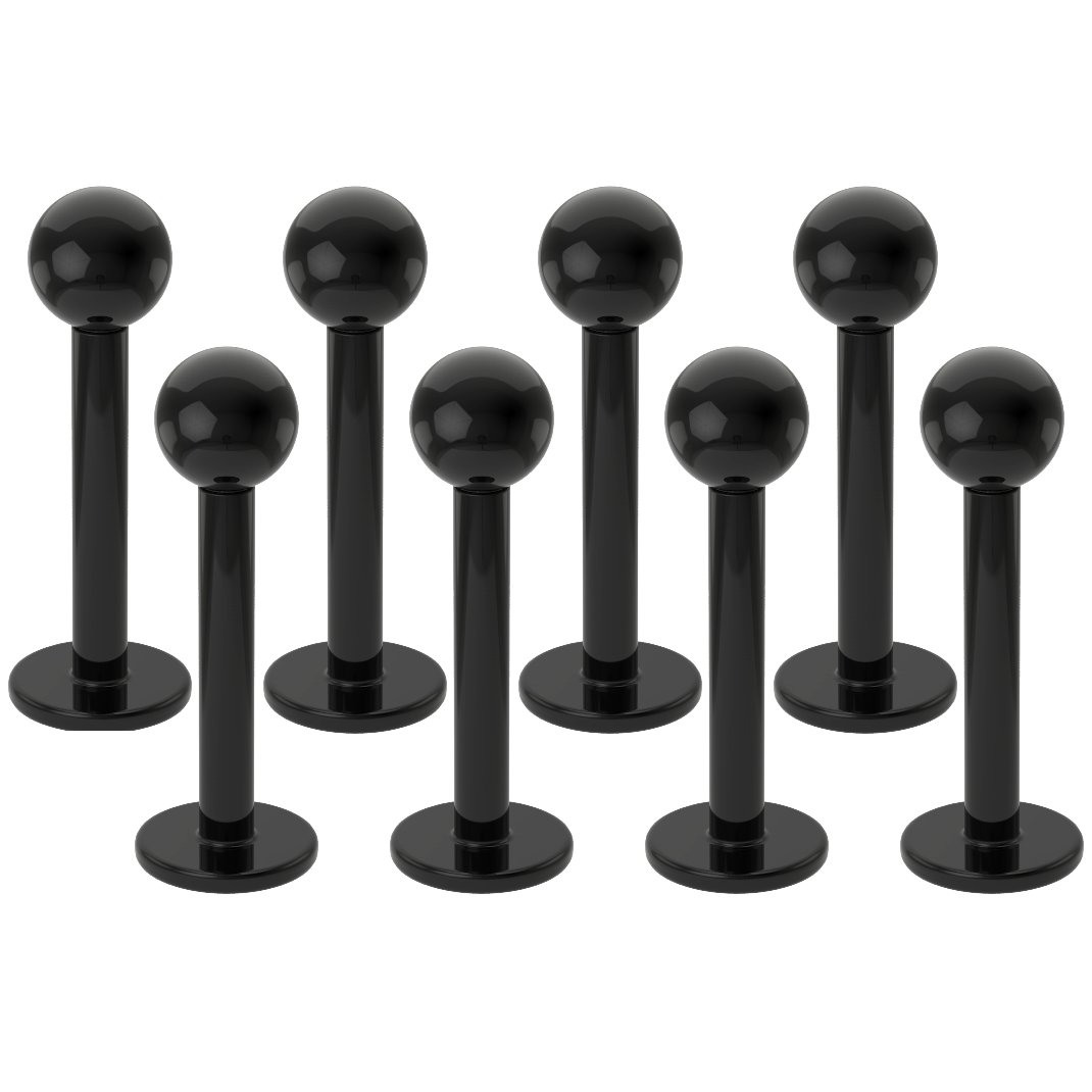 Bling Piercing 8pc Bulk Lot 16g 1.2mm Acrylic Black Lip Ring Studs 3mm Ball Medusa Snakebites Earring Monroe Jewellery 8mm