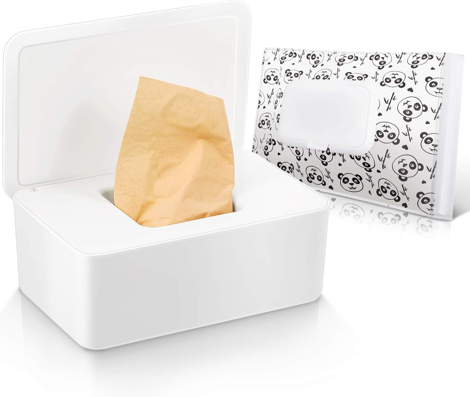 Tissue Box with Lid Baby Wipes Dispenser Pouch with Lids for Napkin Nappy Paper Tissues Towel