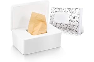 BOAO Baby Wipes Dispenser Holder with Lids for Napkin Nappy Paper Tissue Towel Mask Storage Case Box, Keeps Wet Tissue Fresh, Flushable Wipes Pouch Case Container for Bathroom Baby Nursery (White)