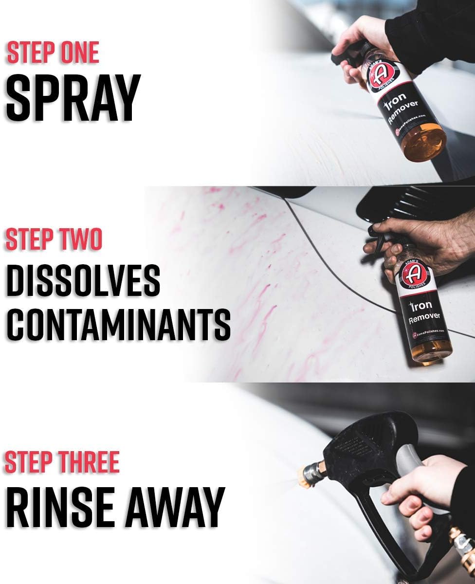 Adam's Iron Remover (16oz) - Fallout Iron Out Rust Stain Remover Spray For Pro Car Detailing | Use Before Car Wash Clay Bar Car Wax Ceramic Coating & Machine Car Buffer Polisher | Auto Paint Motorcycle RV Boat: Health & Personal Care