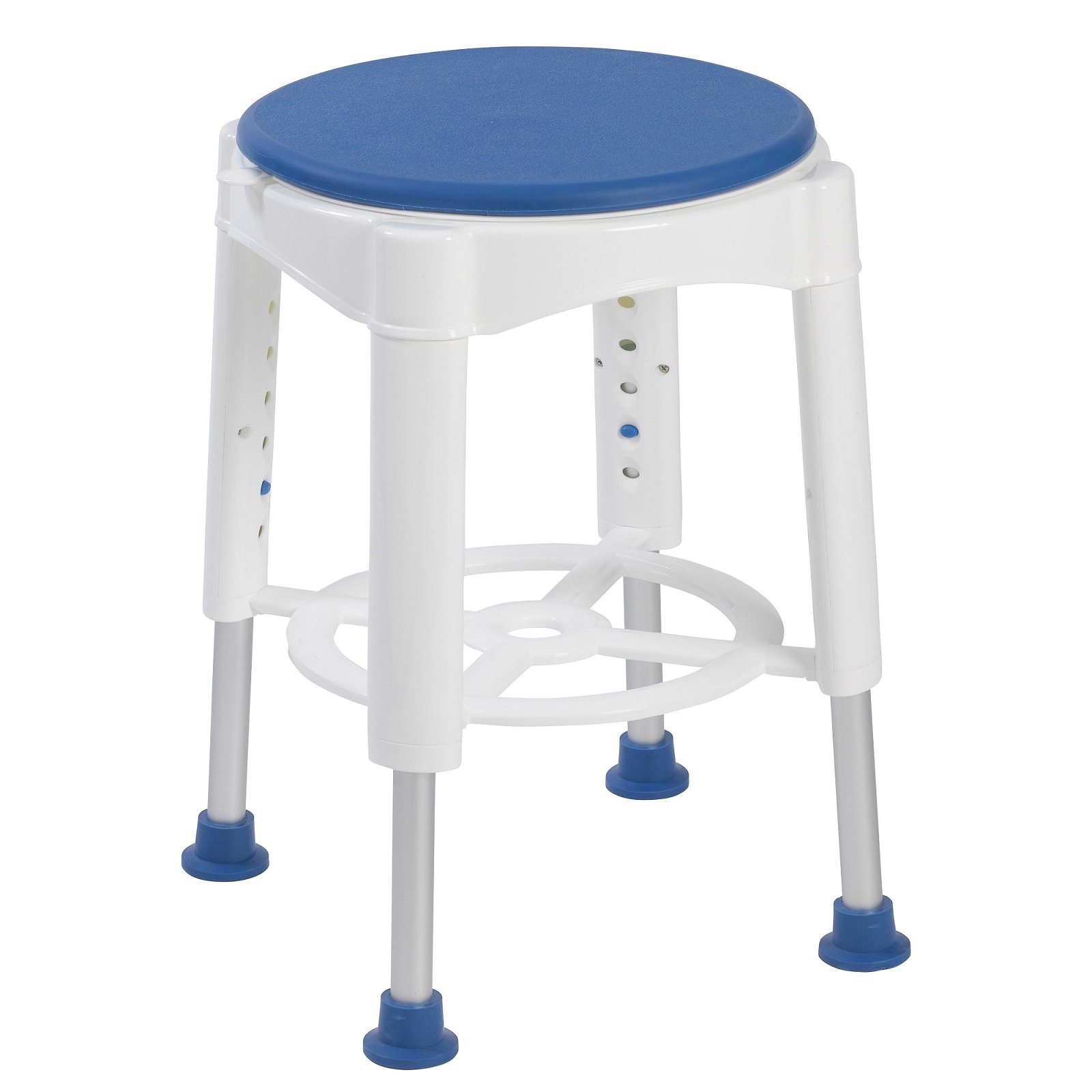Round Shower & Bath Stool, With Swivel Rotating Seat - Height Adjustable ECSSROTA