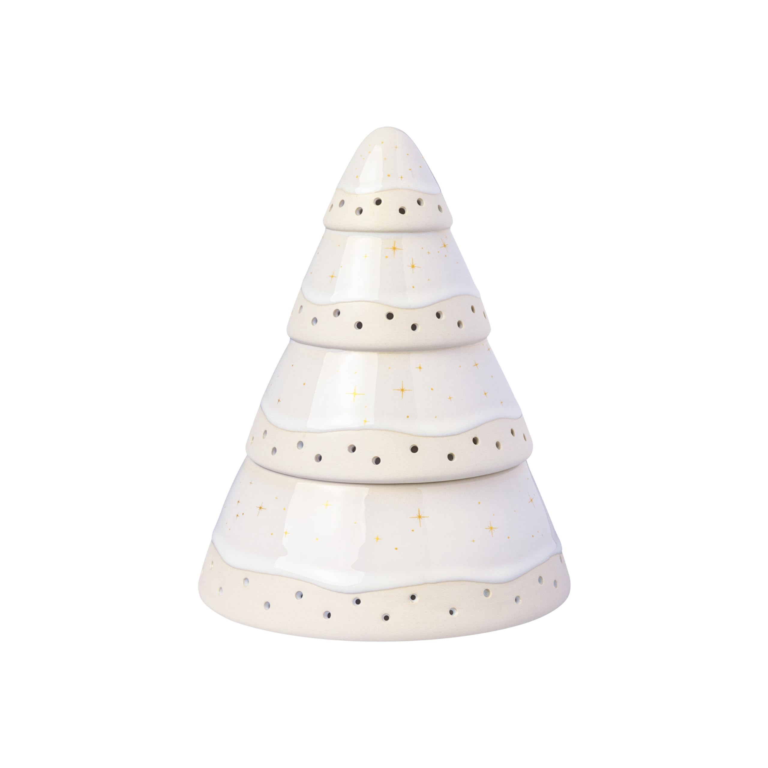 like. by Villeroy & Boch – Winter Glow hurricane lamp tree, Christmas decoration in Premium Porcelain, White / Beige