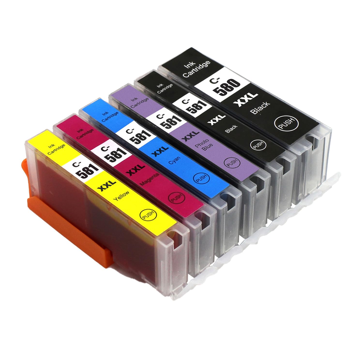 1 Go Inks Set of 6 Ink Cartridges to replace PGI-580 & CLI-581 Compatible/non-OEM for PIXMA Printers (6 Inks), High Capacity