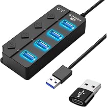 RENDIN Hub USB para Multi USB con 4 Interruptores e Indicadores ...
