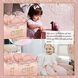 Rose Gold Happy 1st Birthday Gift Bag for One Year