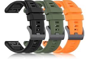 VINIUSIKI 26mm for Garmin Fenix 7X 6X 5X Plus Quickfit Watch Band,Sport Silicone Wristband for Fenix 8 51MM / 5X Plus / 6X Pro/Tactix 7 Pro/Enduro 3 & 2/Descent Mk2i/Tactix Charlie Smartwatch Band