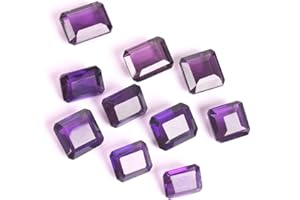 GEMHUB Loose Gemstones Approx 150.00 Carat Purple Amethyst, Emerald Shape Lot of 10 Pcs Ring Size Stones For Jewelry Making For Women And Mens Crystal Necklace