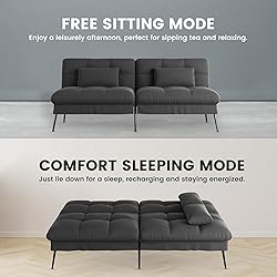 COMHOMA Convertible Sofa Bed,72″Fabric Couch with