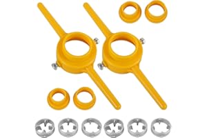 Abizarch 12Pcs PVC Thread Maker Tool Kit, Pipe Threader Plumbing Manual Hand Tool,with 1/2NPT 3/4 Inch 1 Inch Die Wear Resistant Pipe Round Die Set,NPT Circular Die Set for PVC Plastic Pipe(yellow)