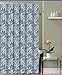 Home Decor Paisley Fabric Shower Curtain: Marine Navy Blue Taupe Beige White
