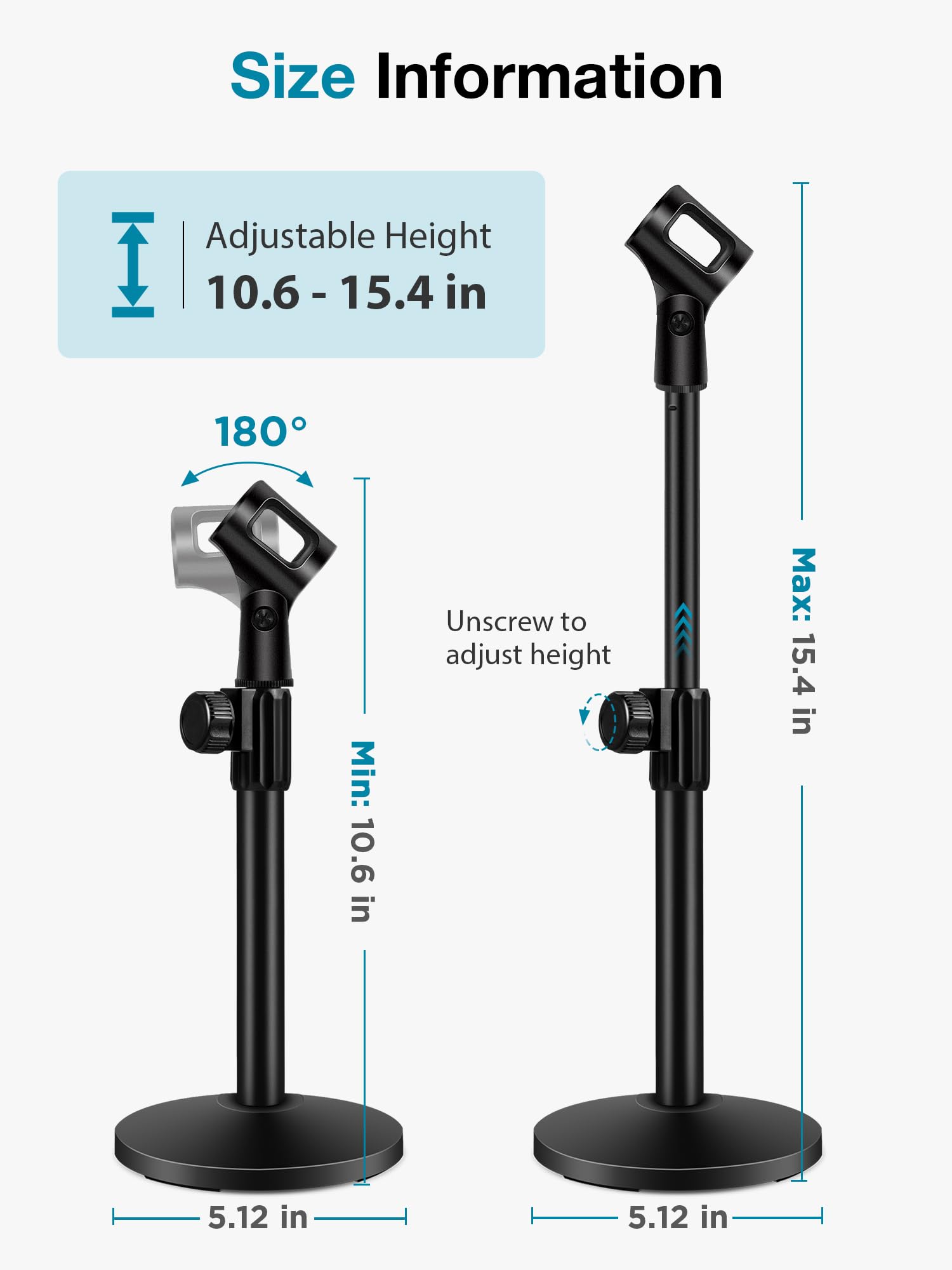 InnoGear Desktop Microphone Stand, Upgraded Adjustable Table Mic Stand with Mic Clip and 5/8