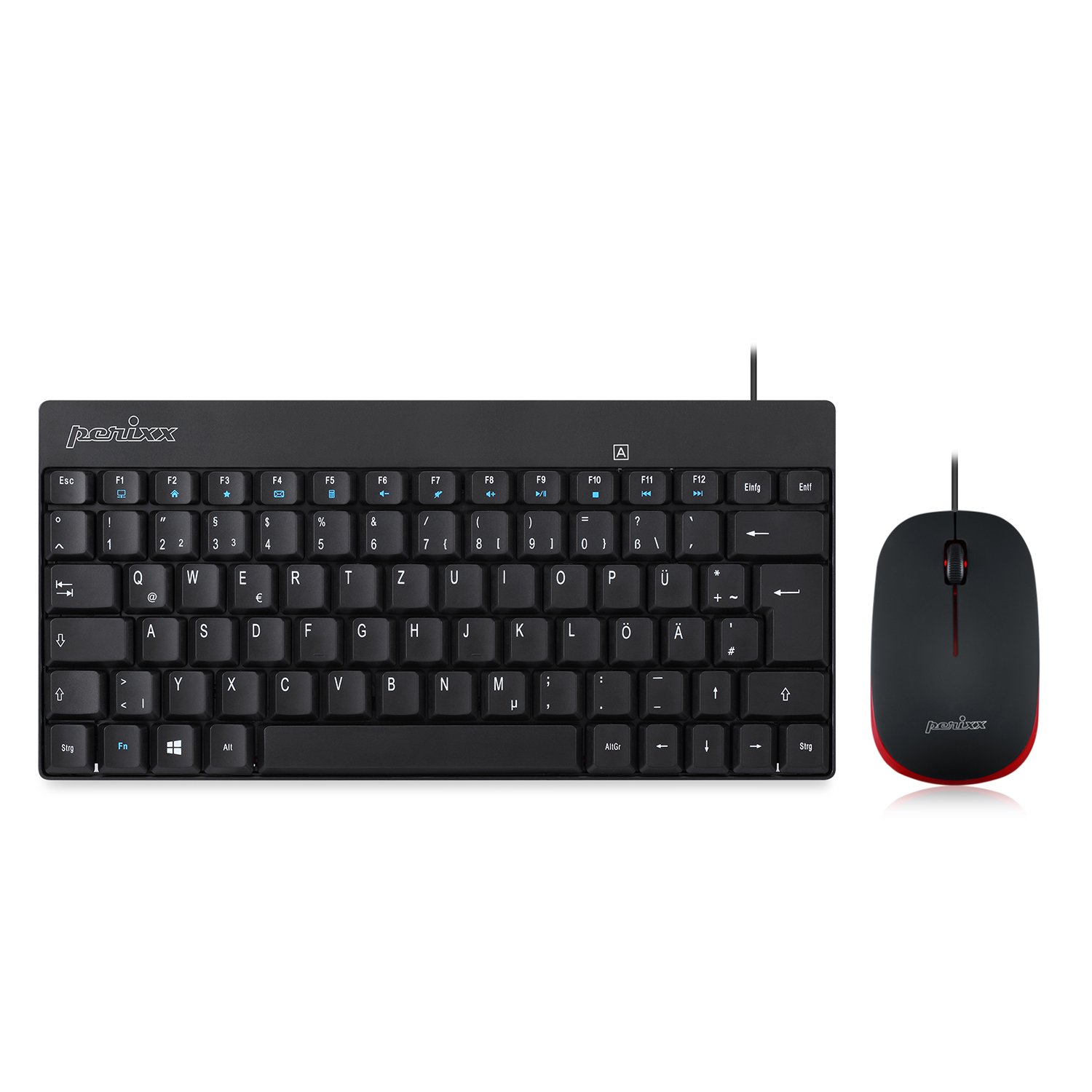 perixx PERIDUO-212 USB Tastatur, Maus-Set german, QWERTZ, Windows® black, Rot — image 1