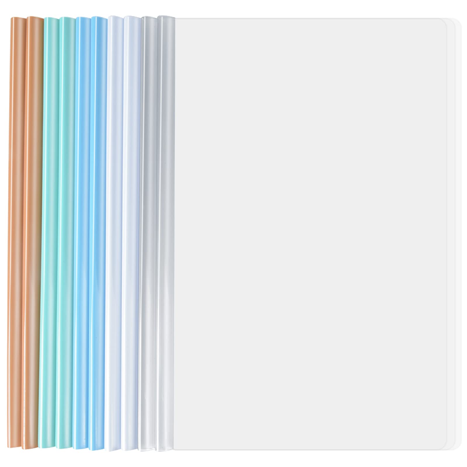 10pcs Sliding Bar Report Covers, Clear Report Covers Files Clip, A4 Transparent File Cover, File Folders Cover with U Type Slide Binder for School Office Documents Classification. (B)