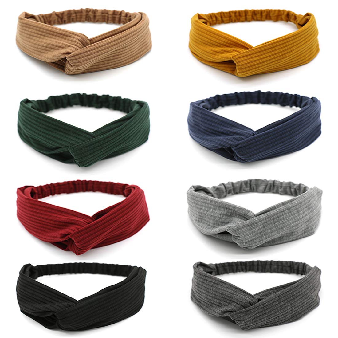 Vekola Headbands for Women Criss Cross Knotted Boho Womens Headbands Stretchy Headwrap for Girls Vintage Fashion Leisure Hair Accessories 8Pcs : Beauty