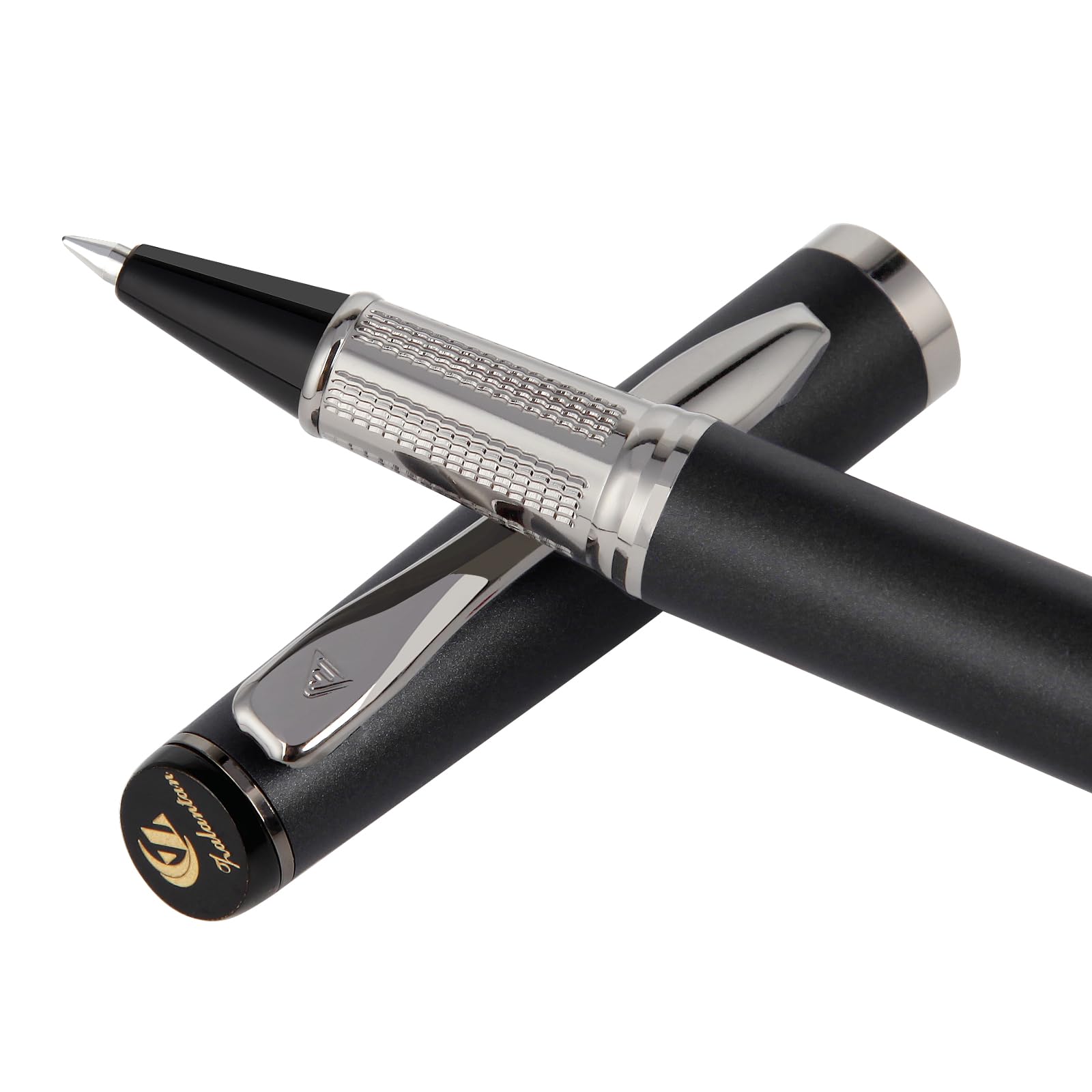 Zalantan Liquid Ink Rollerball Pen,Luxury Nice pen Metal pen Smooth writing stylish design effortless writing,fancy pens with gift case for Men & Women with 2 Refills-Inky black