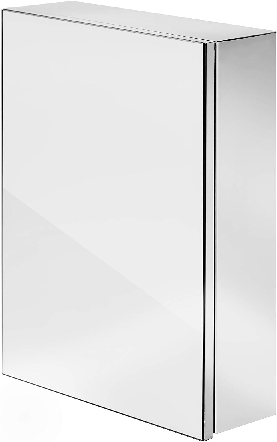 HOMEZ Stainless Steel 304 Grade +Sliver Mirror+Polish Finish+ Wall Mounting Cabinet with 1 Self / 2 Tiers (Size- 14 x 18 x 5 Inches)