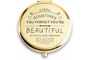 QUSTGO Personalized Gifts for Women Girls Her, Custom Gift for Adult Teen Kid, Inspirational Compact Mirror for Christmas, Secret Santa, Stocking Stuffers, Graduation, Birthday, Wedding