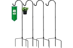 GOFORWILD Shepherd Hook 4 Pack Adjustable, 49 inches Tall, Made of Premium Metal for Garden Decor, Plant Hanger, Lantern Hook, Solar Light Hanging, 7014
