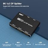 PRIZOM 8K DisplayPort 1x3 Splitter 8K60Hz 4K120Hz Hub Multi Monitor Extended view 5