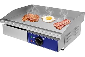 DULNICE 22" Electric Griddle Commercial Flat Top Grill Hot Plate with Adjustable Thermostatic Control Teppanyaki,Stainless St