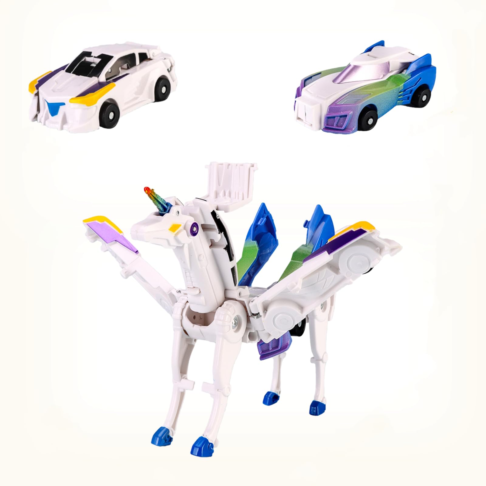 Photo 1 of ZIYIME Magnetic Transforming Cars Toy, Collision Transforming Car Robot Toys, Automatic Deformation of Magnetic Connections Racing Car Set for Girls Age 3-6 Years Old Party Birthday (Blue A)