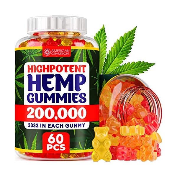 Hemp Gummies 200,000mg Made in USA Hemp Extract for Anxiety
