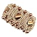 KAYMEN FASHION JEWELLERY 18k Gold Plated Copper Chains and Crystal Stone Knit Charm Bangles Bracelets for Women 4 Colors (Coffee)