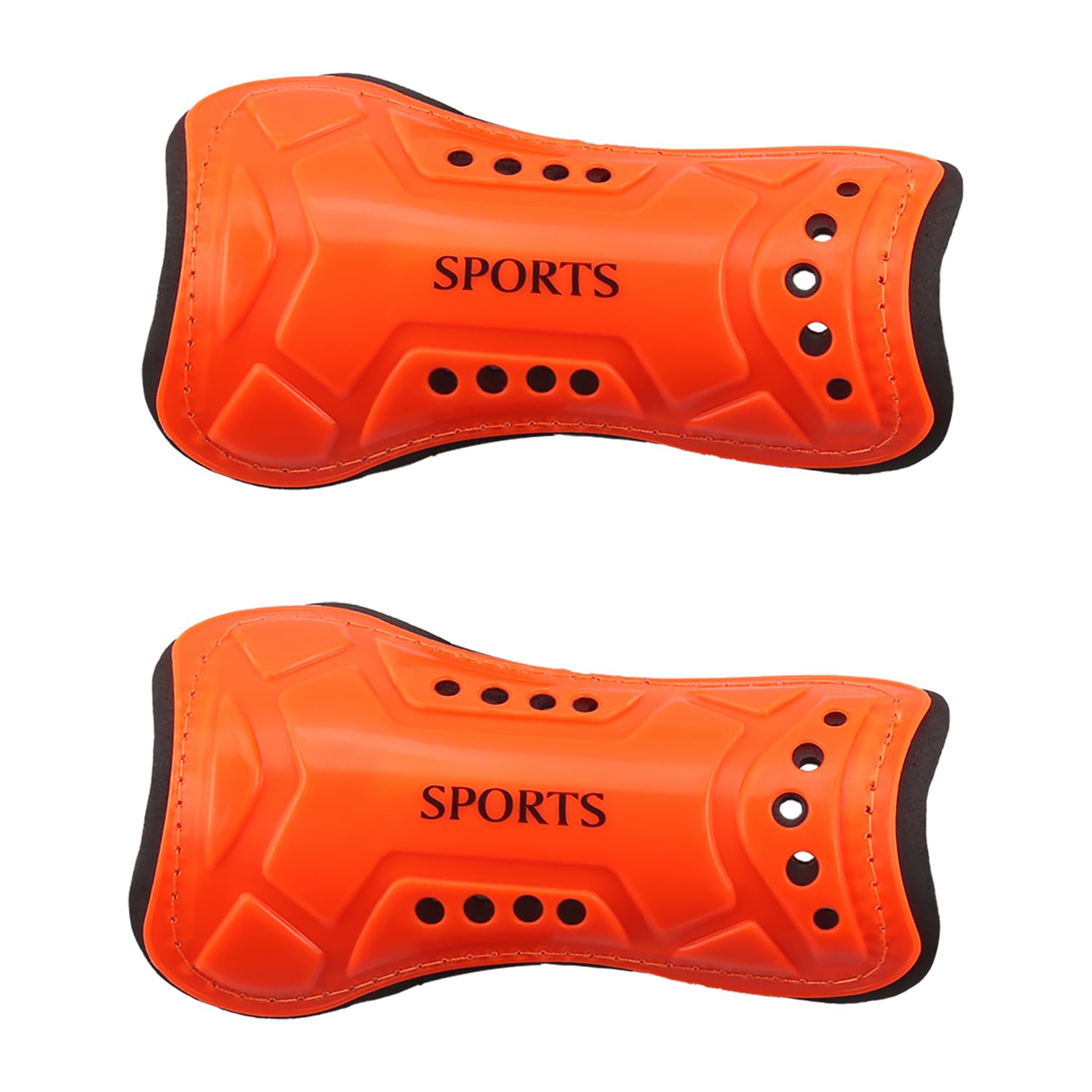 Rumyve 1pair Football Shin Guards - Breathable Protective Gear for Boys and Girls (Black/Orange)