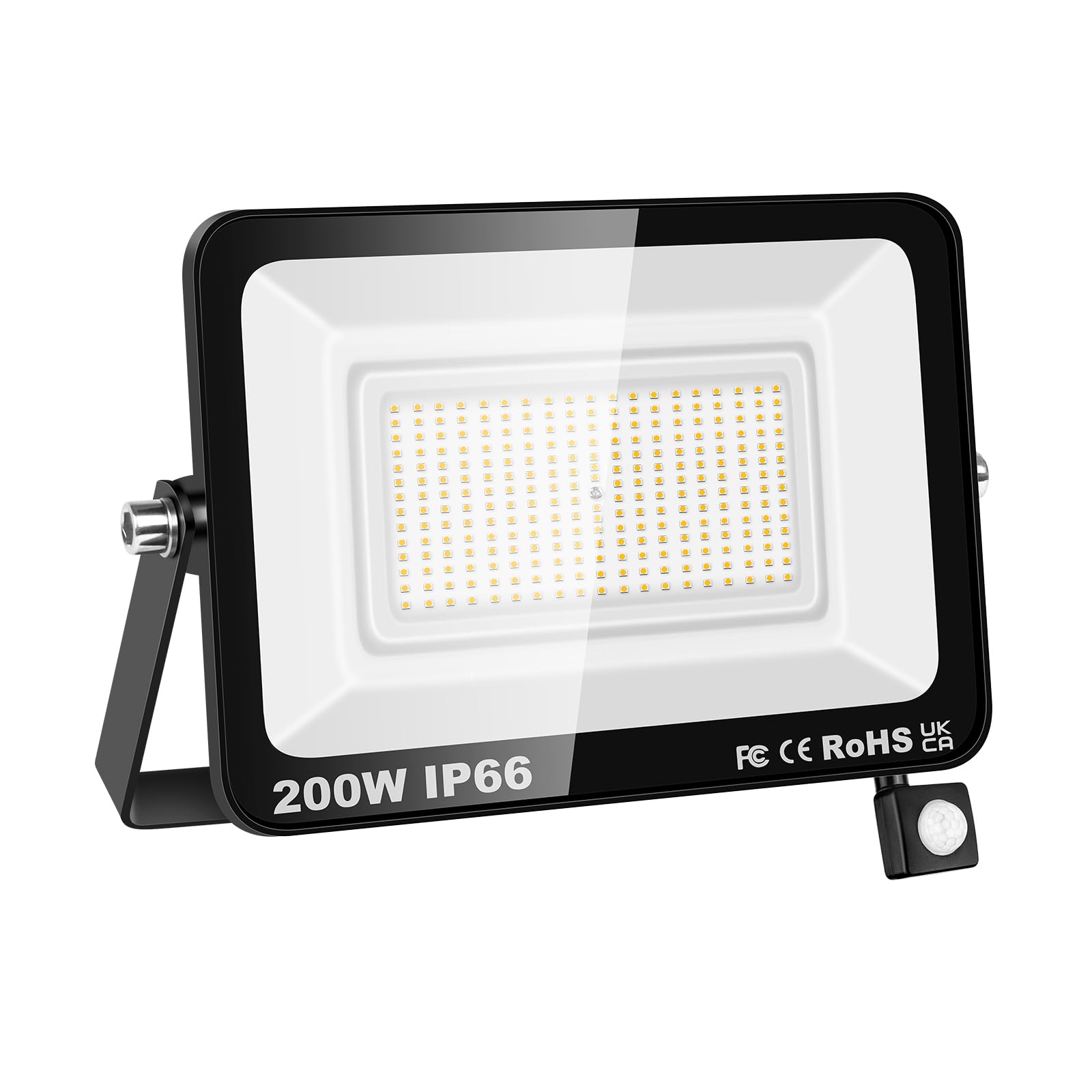 SKYWORLD Security Lights Outdoor Motion Sensor Led 200W, 20000LM Floodlights with PIR Sensor IP66 Waterproof Ultra Thin Garden Light Cold White 6000K for Construction Site, Backyard, Garage 1PCS