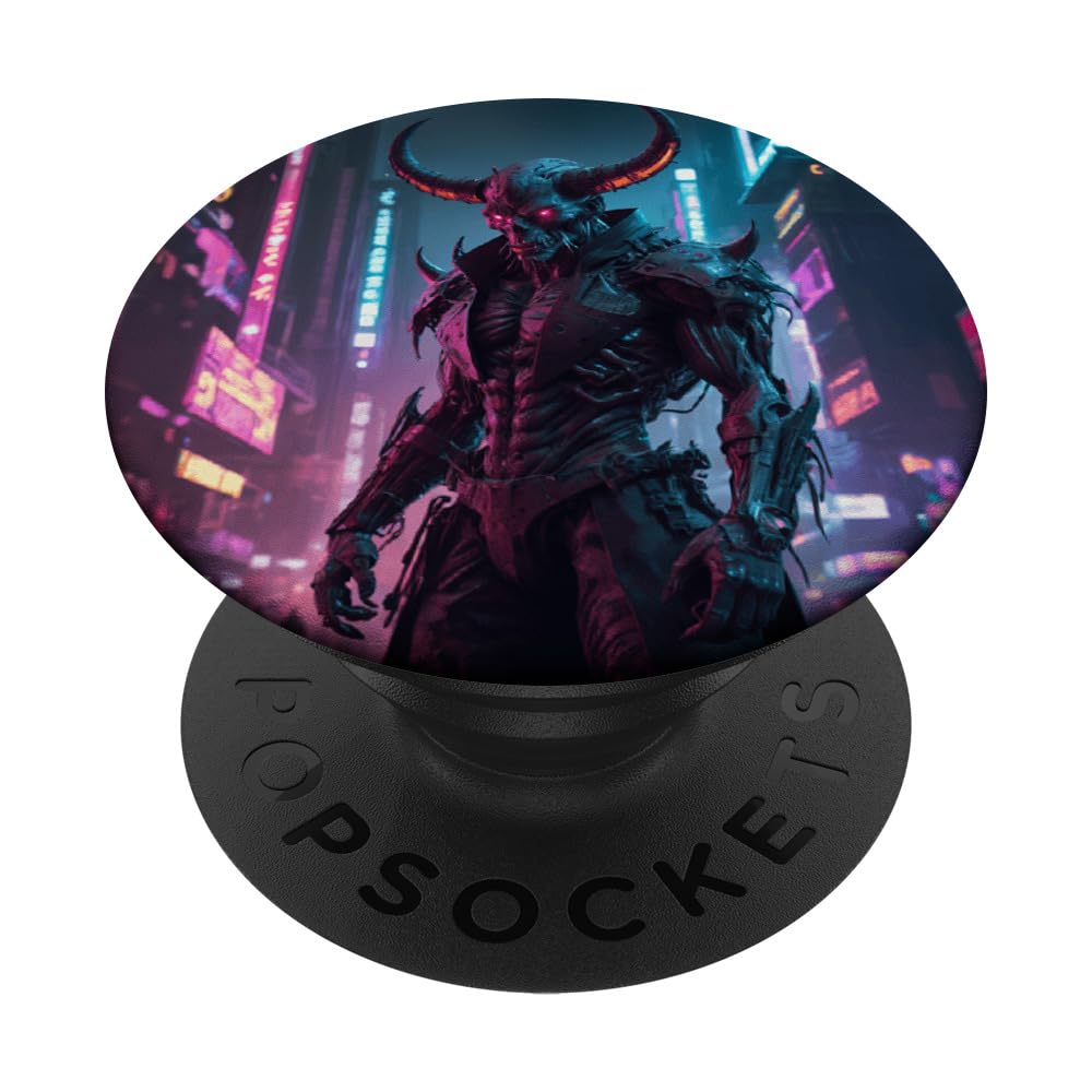 Cyberpunk Demon Aesthetic Futuristic Graphic Design Print PopSockets Swappable PopGrip