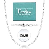 Eterjew 3mm 4mm 5mm 14K Plated Gold and 925 Sterling Silver Paperclip Chain Necklace for Women, Women's Paperclip Chain Necklace, World's Top Craftsmanship Necklace for Women 16 18 20 22 24 26 Inches