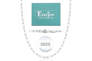 Eterjew Italy 14K Real Gold Over 925 Sterling Silver Paperclip Chain Necklace for Women, 3/4/5mm Women's Paperclip Chain Necklace, World's Top Craftsmanship Necklace for Women 16 18 20 22 24 26 Inch