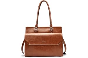 CLUCI Briefcase for Women Oil Wax Leather Vintage 15.6 Inch Laptop Business Shoulder Bag