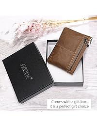 S-ZONE - Monedero pequeño de piel auténtica con triple cierre para mujer