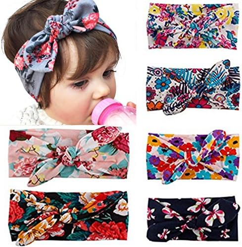 Iversan Baby Girl's Newest Turban Headbands Head Wrap Knotted Hair Band (AB02-6 PCS)