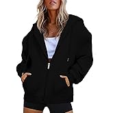 COPYLEAF Oversized Zip Up Hoodies for Women Long Sleeve Sweatshirts Y2K Casual Track Jackets with Pockets