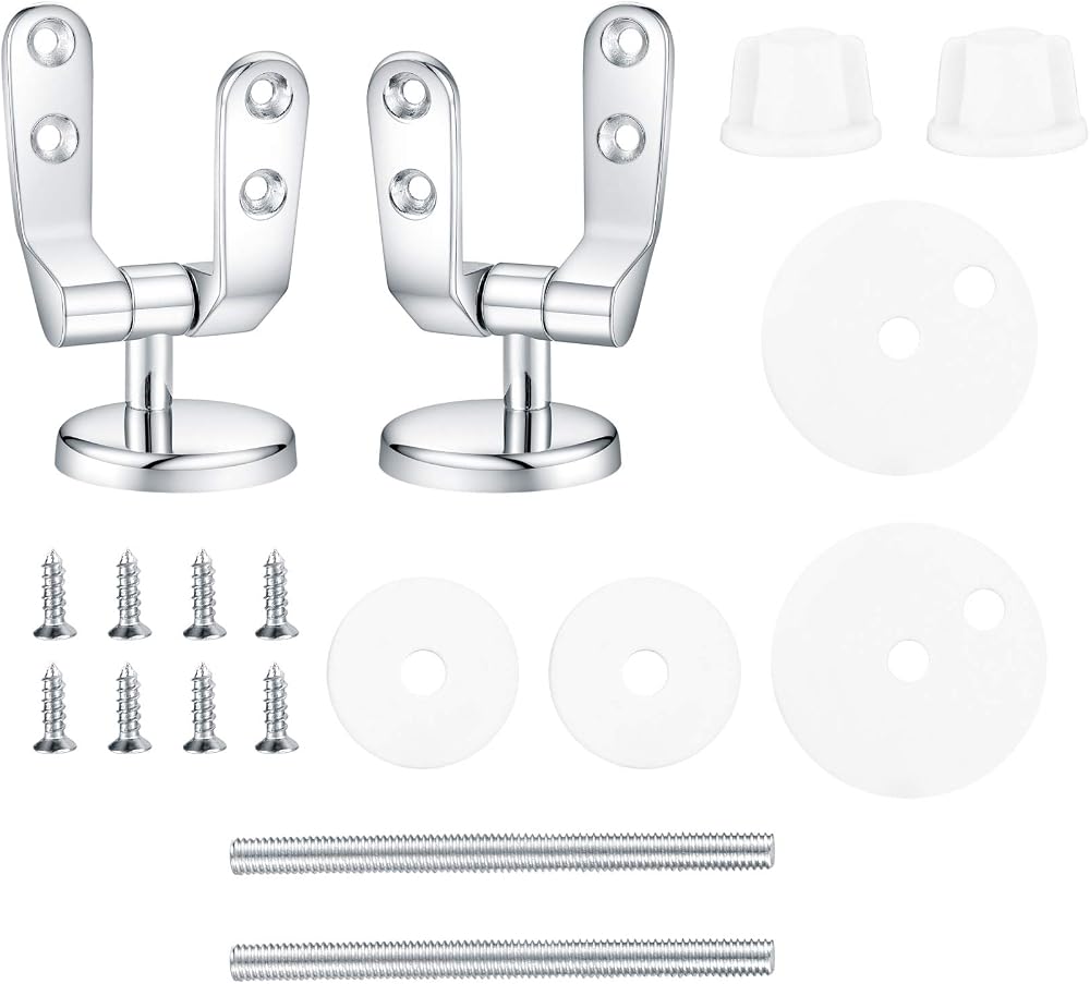 pzihao Zinc Alloy Toilet Seat Hinge Replacement Kit with Fittings for Wood