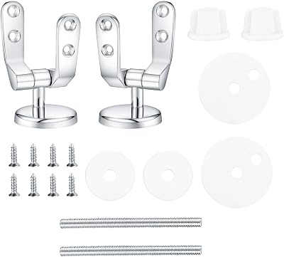 pzihao Zinc Alloy Toilet Seat Hinge Replacement Kit with Fittings for Wood