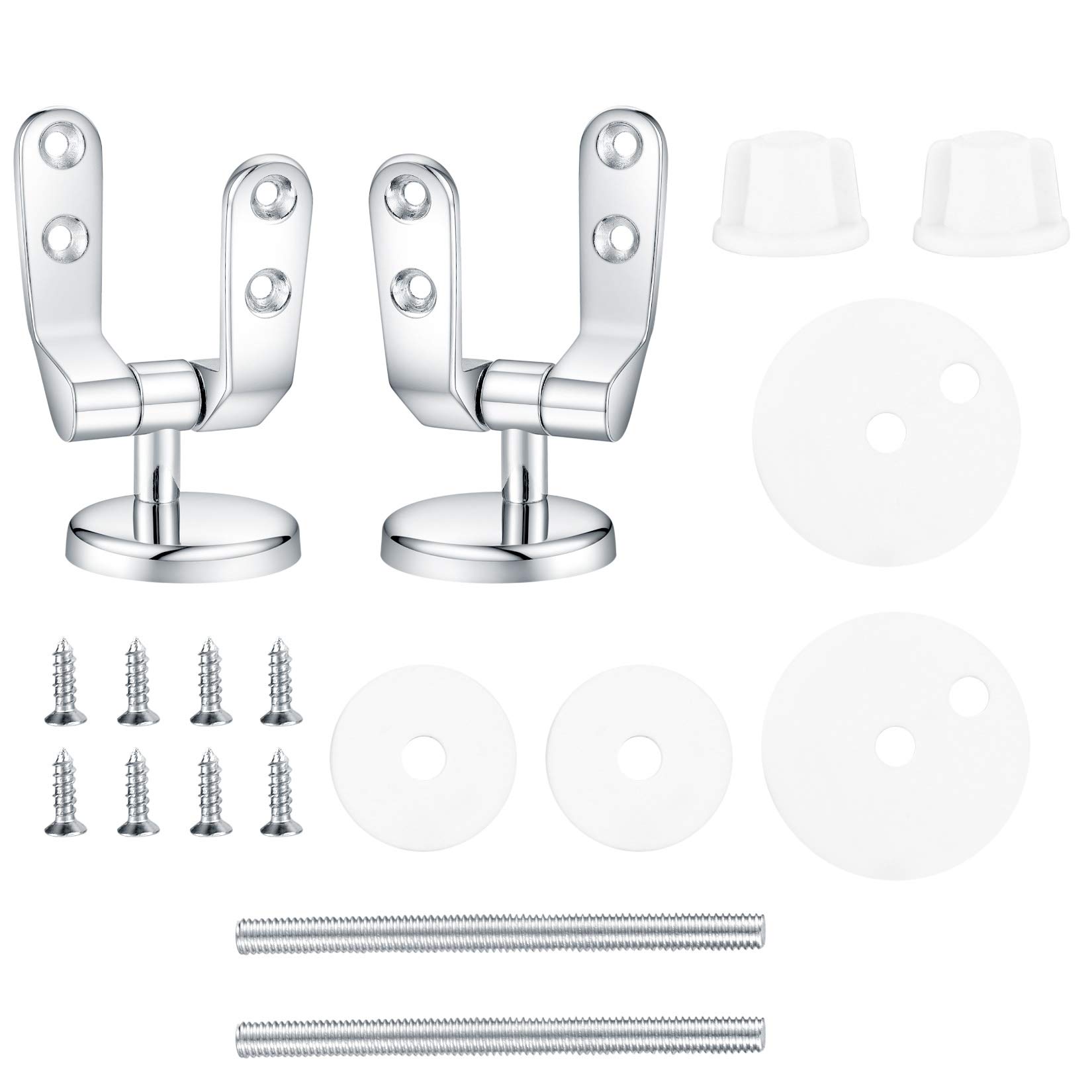 Toilet, Zinc Alloy Toilet Seat Replacement Hinge with Fittings and Repair Parts, for Most Wooden | Resin | MDF Toilet Seat