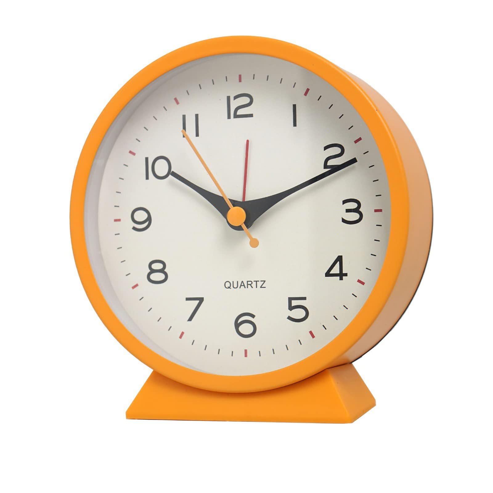 Photo 1 of SHISEDECO 4.5" Battery Operated Antique Retro Analog Alarm Clock, Small Silent Bedside Deskclock with Light Function, Non-Ticking Tableclock Decor for Living Room, Bedroom, Bedside, Shelf (Orange)