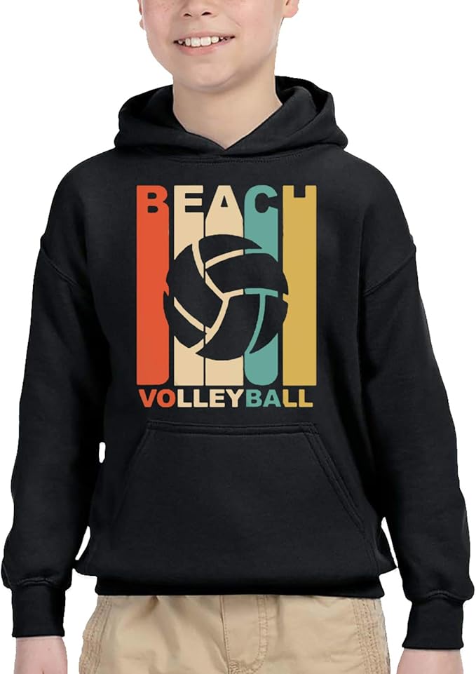 XKDIJIUJB Beach Volleyball Casual Pullover Hooded Sweatshirt with Pockets for Boys