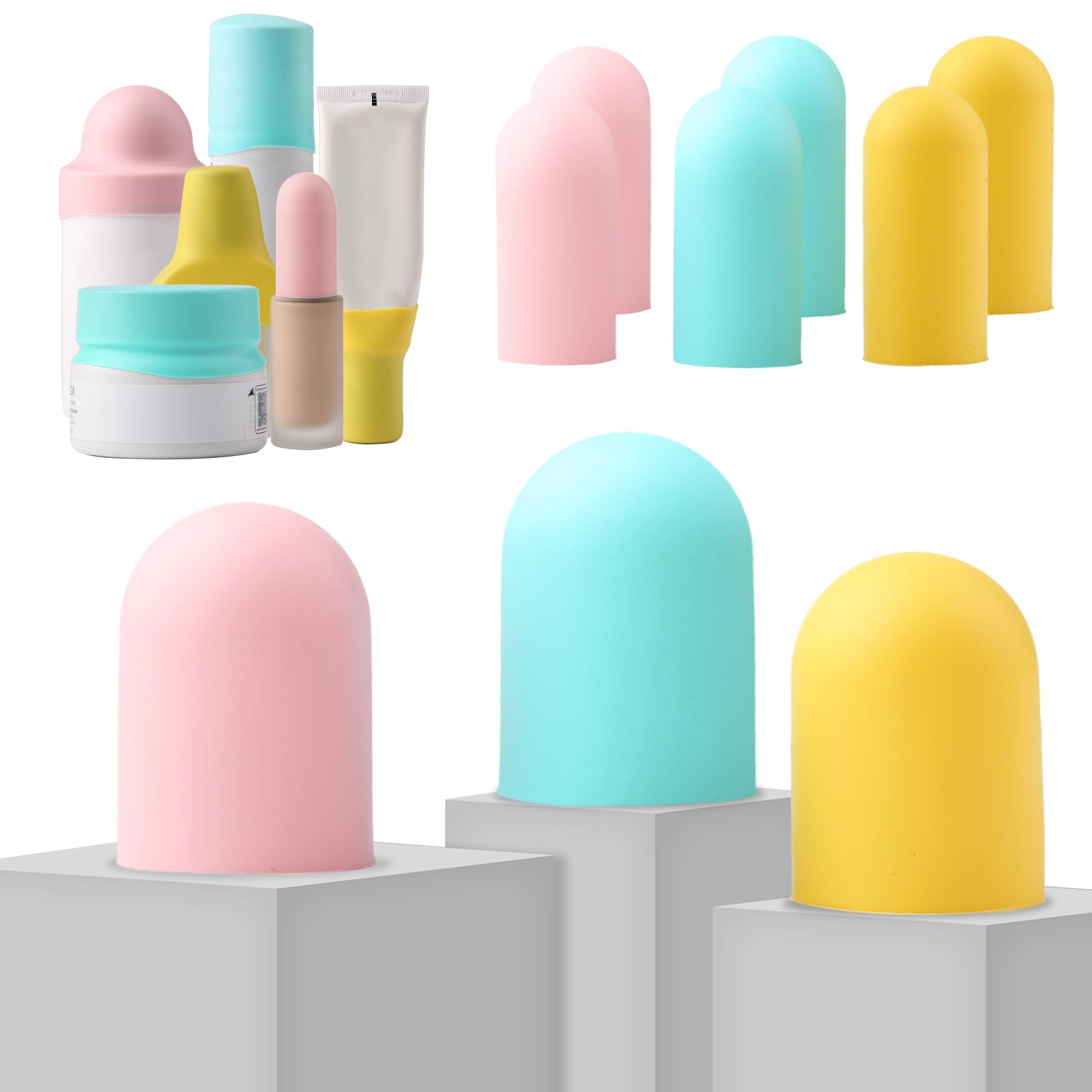 Photo 1 of BLHLA 9 Pack Silicone Bottle Covers for Traveling, Silicone Sleeve for Beach Vacation Essentials and Travel Toiletries, Bottle Caps for Women Cruise Ship Must Haves, Leak Proof
