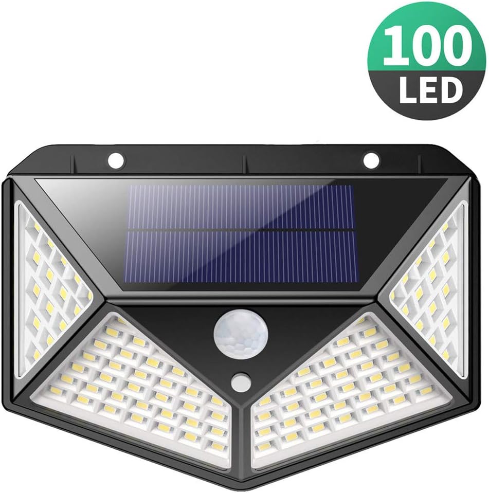 Solar Lights Outdoor,【270º FourAngle Lighting】iPosible 100 LED Solar