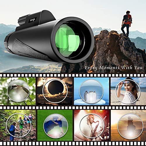 Monocular Telescope 12X50 High Power BAK4 Prism FMC Monocular with Smartphone Adaptor Tripod Waterproof Fog-Proof Shockproof Scope Carry Bag Compact for Adult Bird Watching Camping Hiking Hunting