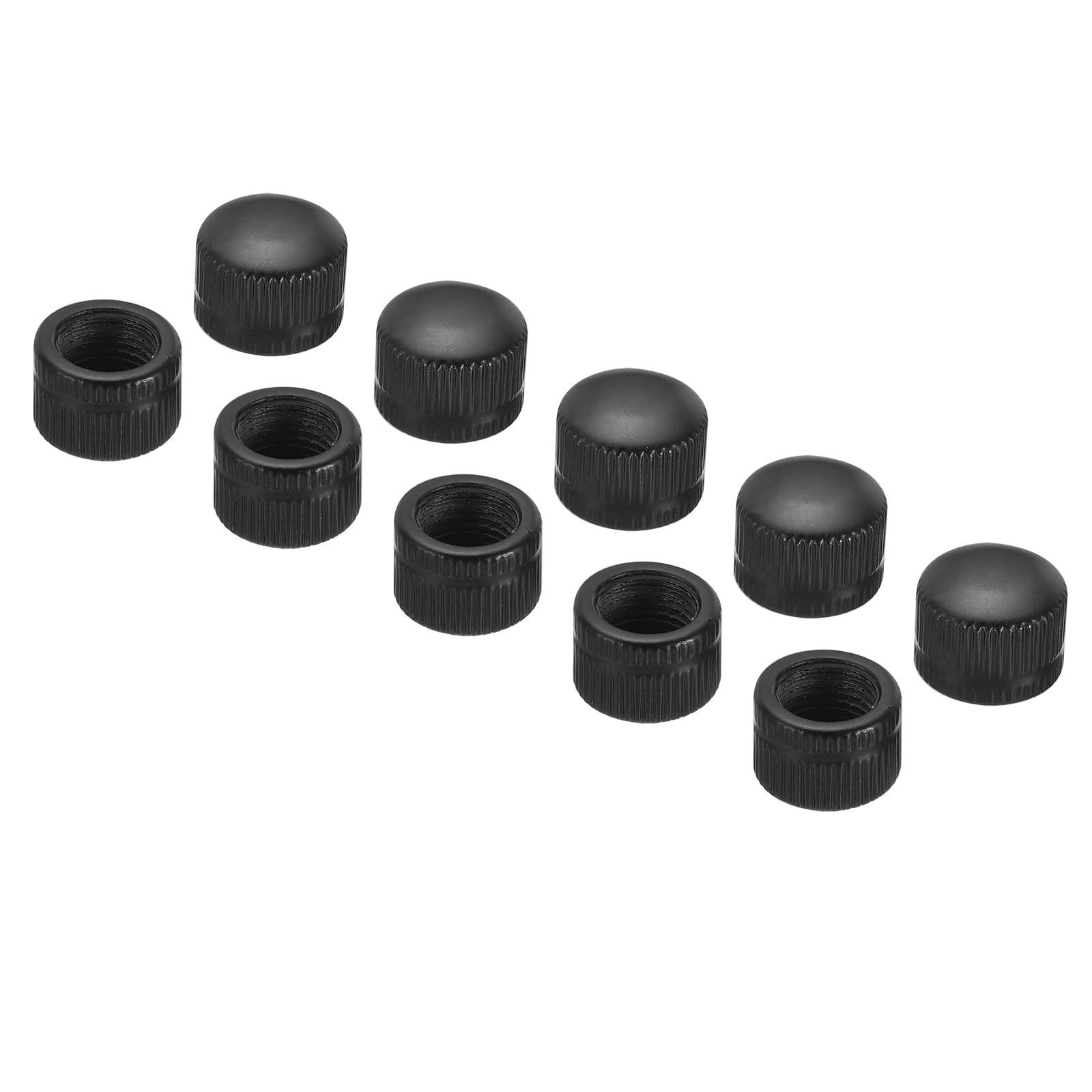 PATIKIL M10x11x14 Cap Nut, 20 Pcs Fine Thread Acorn Nut Screw Knob Cap Insert Bolt Cover Female Thread Knurled Decorative Hardware Fittings Light Fixtures, Black