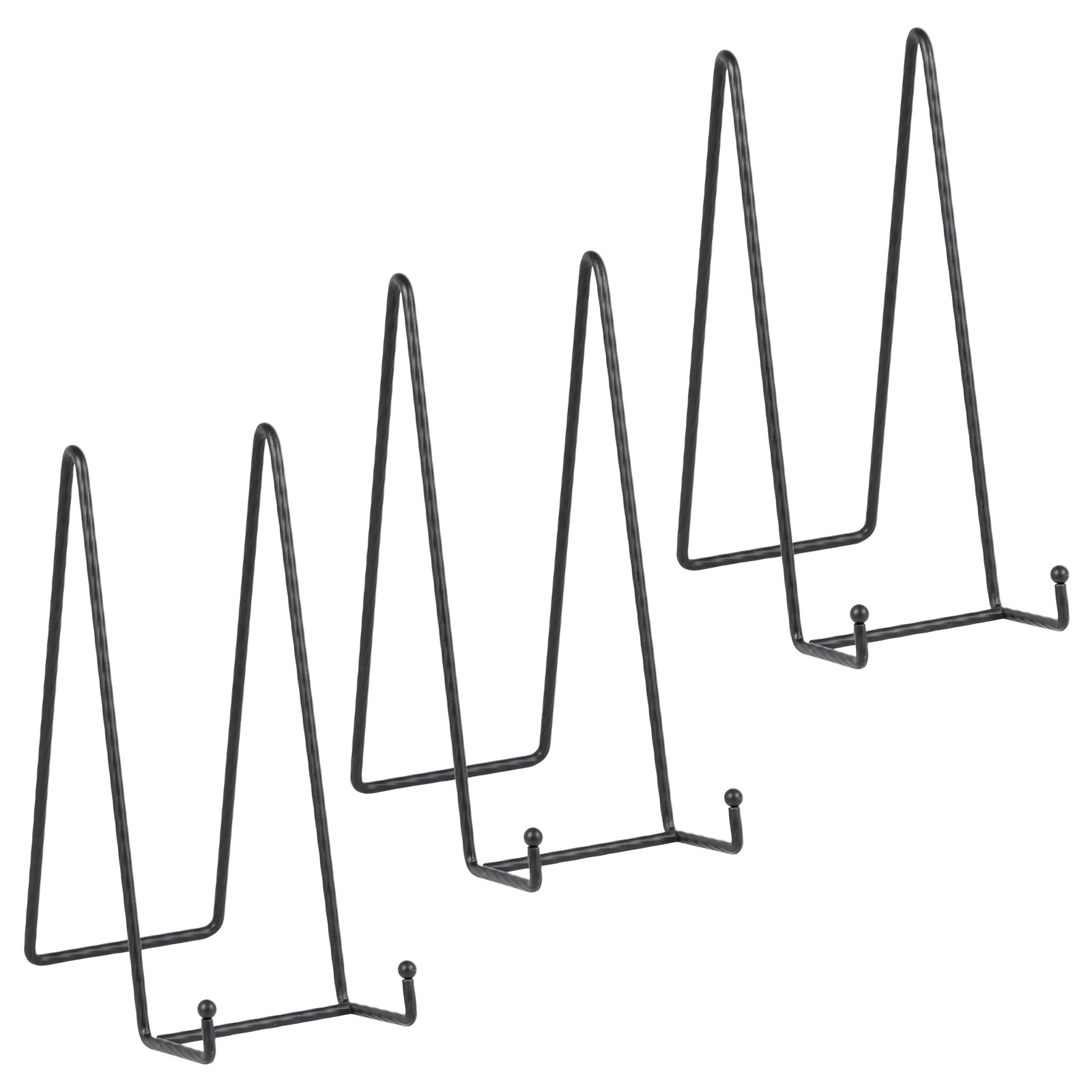 Large Plate Holder Display Stand - 10 inch Extra Tall Stands - Twisted Metal Wire Easel - Big Tabletop Easels for Decorative Plates | Picture Frame | Platter | Painting | Plaque - 3 Pack - Black